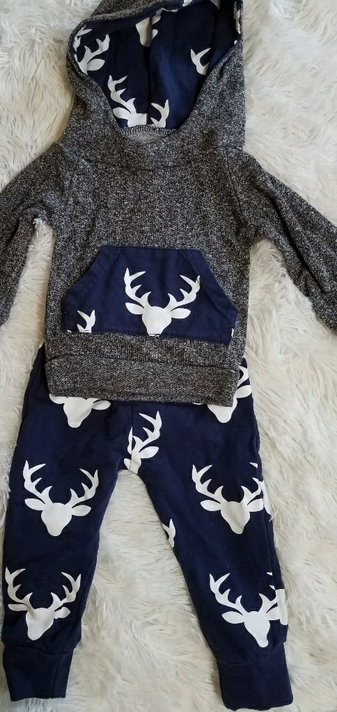 deer print baby hoodie outfit